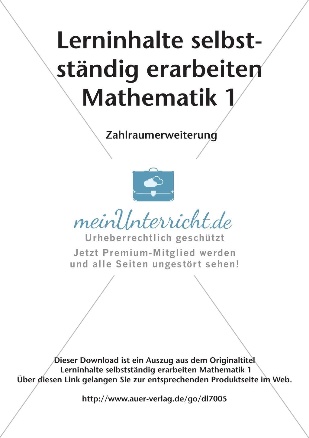 Lerninhalte selbstständig erarbeiten - Zahlraumerweiterung Preview 2