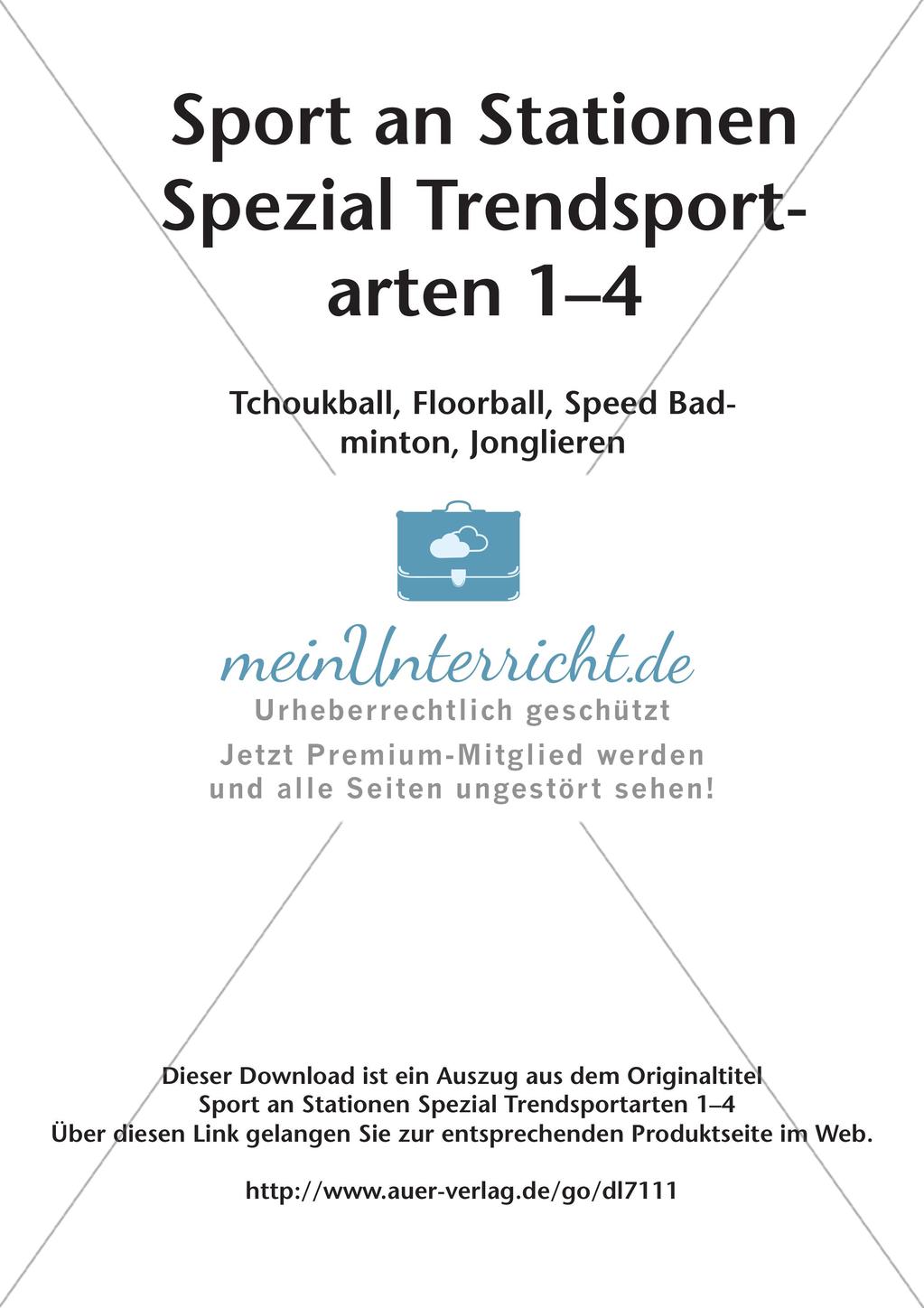 Sport an Stationen - Tchoukball, Floorball, Speed Badminton, Jonglieren Preview 2
