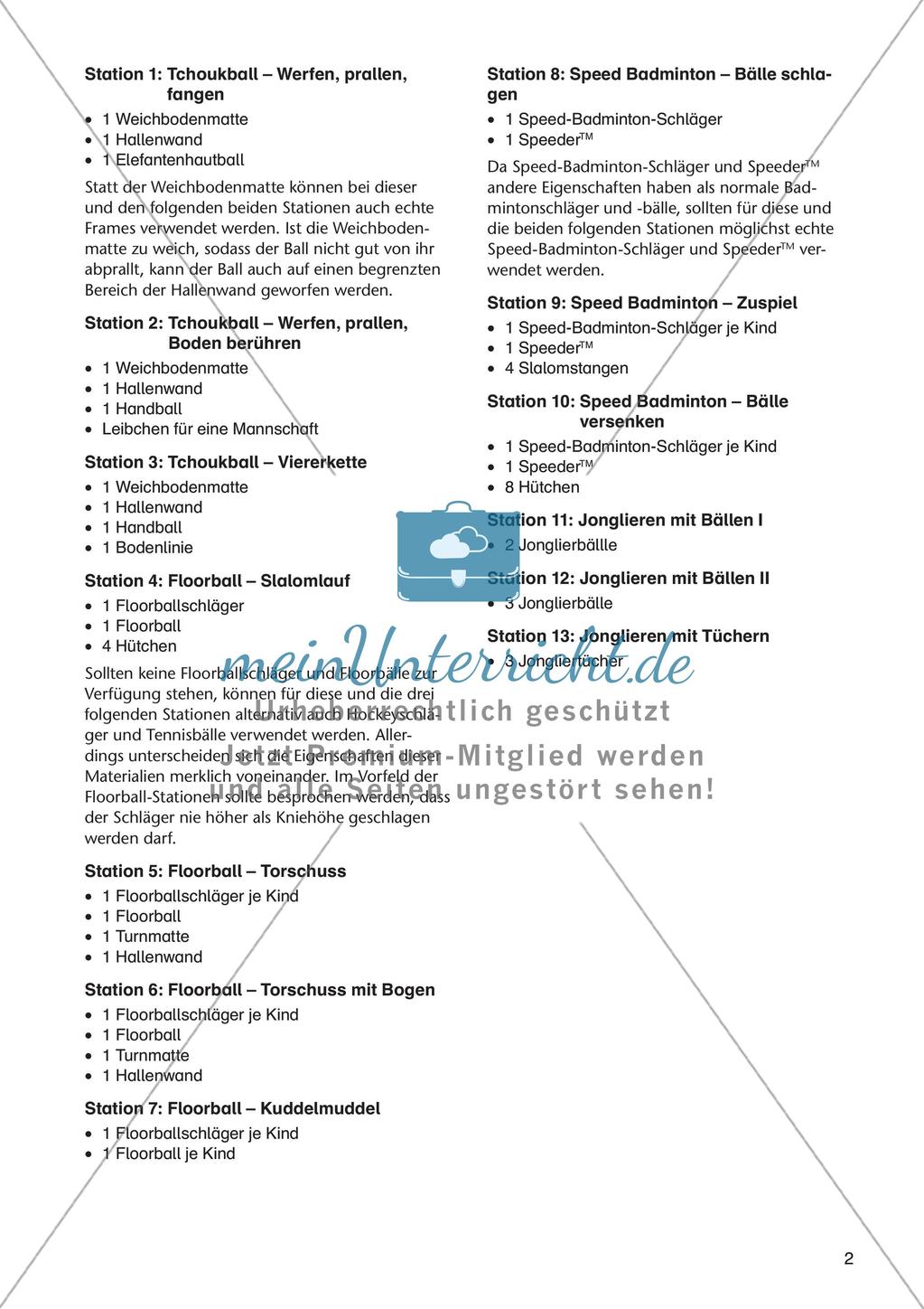 Sport an Stationen - Tchoukball, Floorball, Speed Badminton, Jonglieren Preview 4
