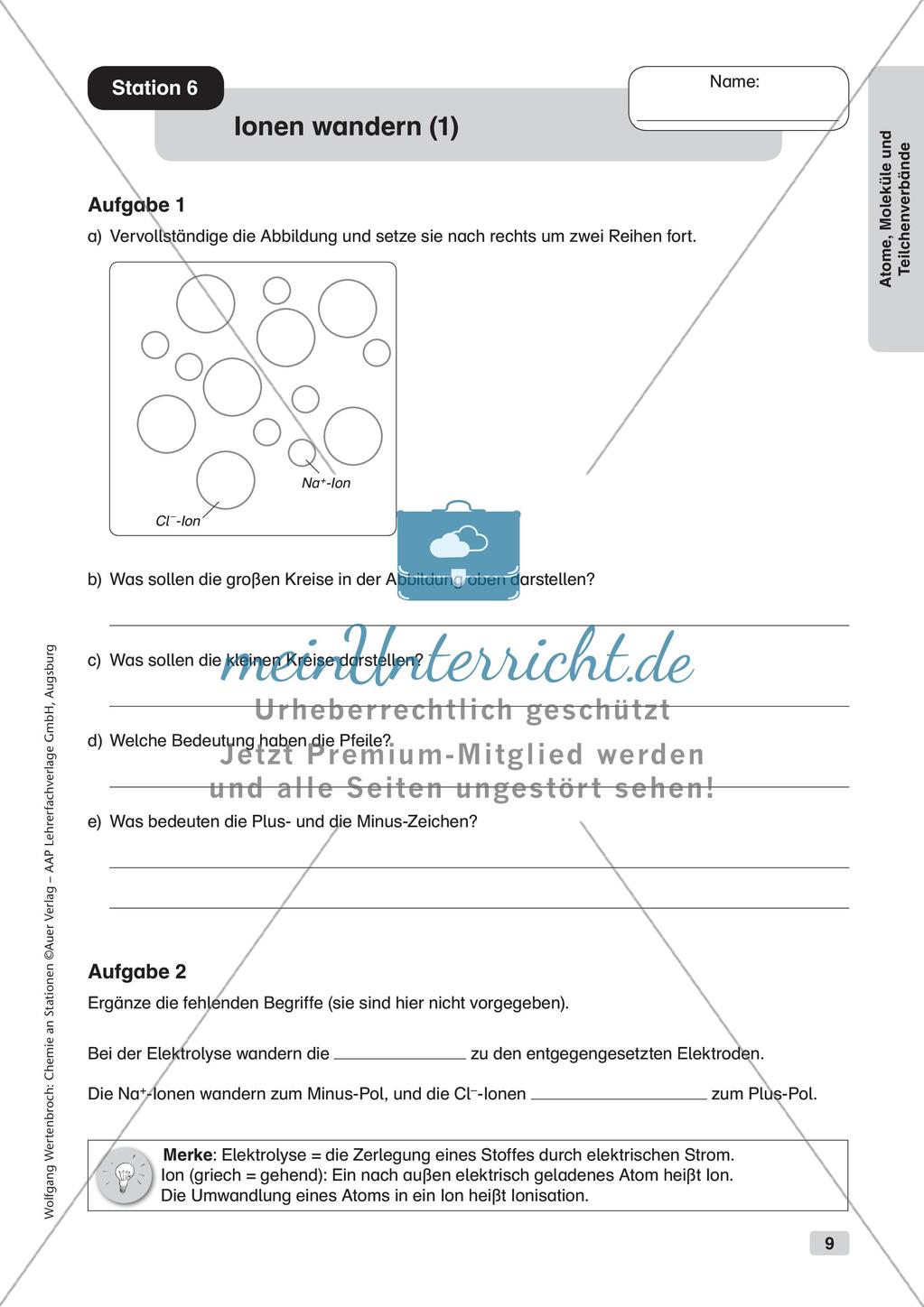 Arbeitsblätter und Schülerexperiment zu Atomen und Molekülen Preview 11