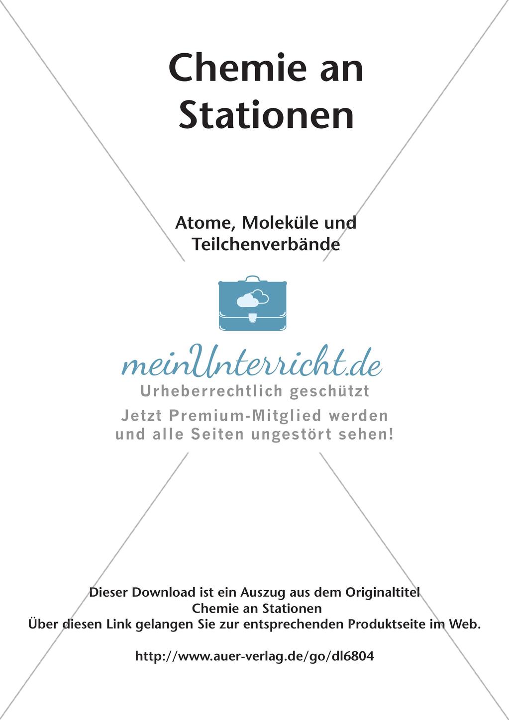 Arbeitsblätter und Schülerexperiment zu Atomen und Molekülen Preview 2