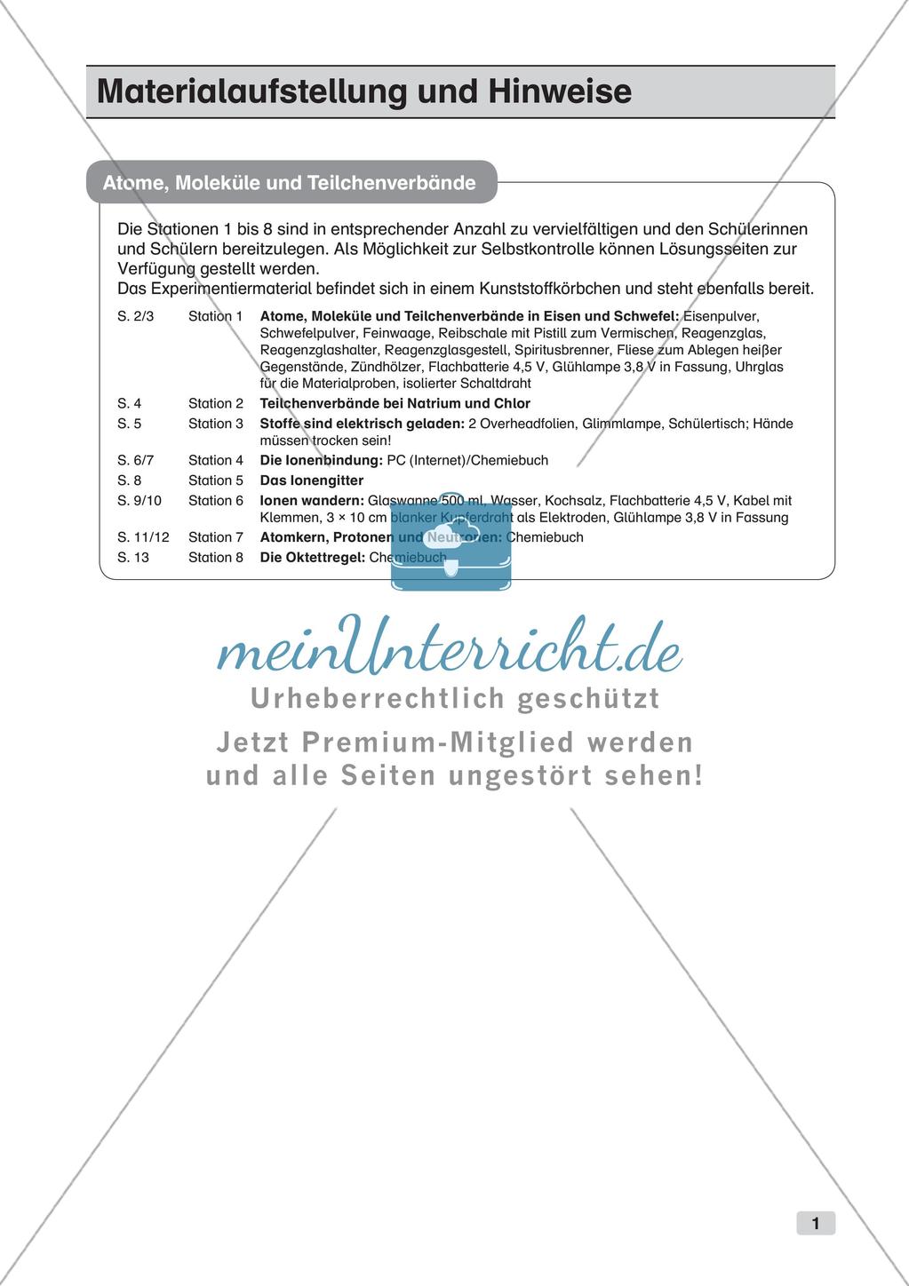 Arbeitsblätter und Schülerexperiment zu Atomen und Molekülen Preview 3