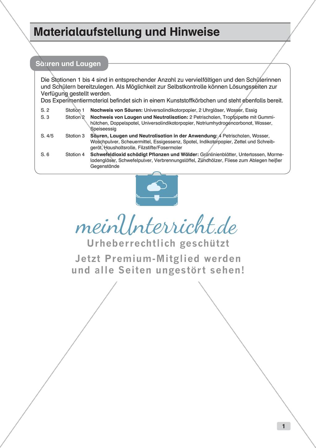 Arbeitsblätter und Schülerexperiment zu Säuren und Laugen Preview 3