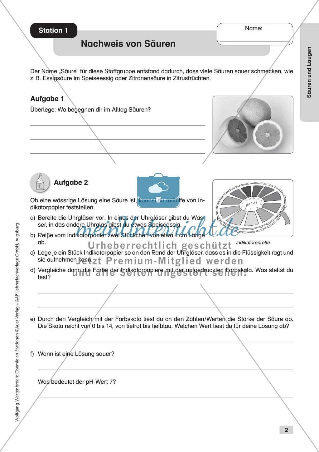 Arbeitsblätter und Schülerexperiment zu Säuren und Laugen Preview 4