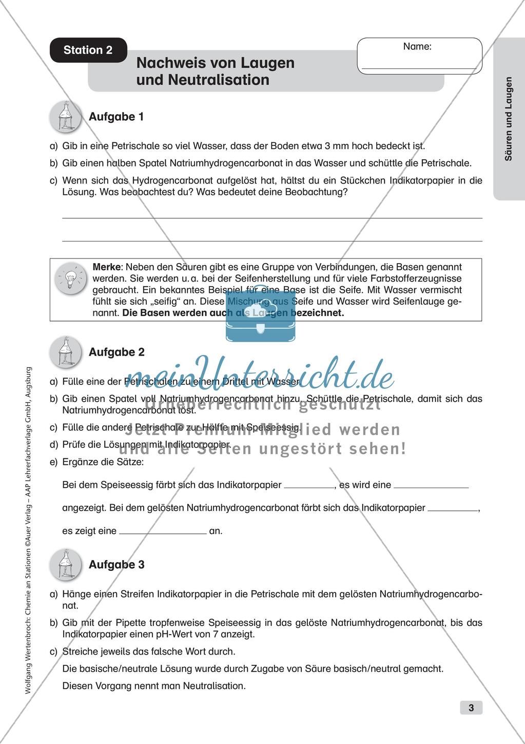 Arbeitsblätter und Schülerexperiment zu Säuren und Laugen Preview 5
