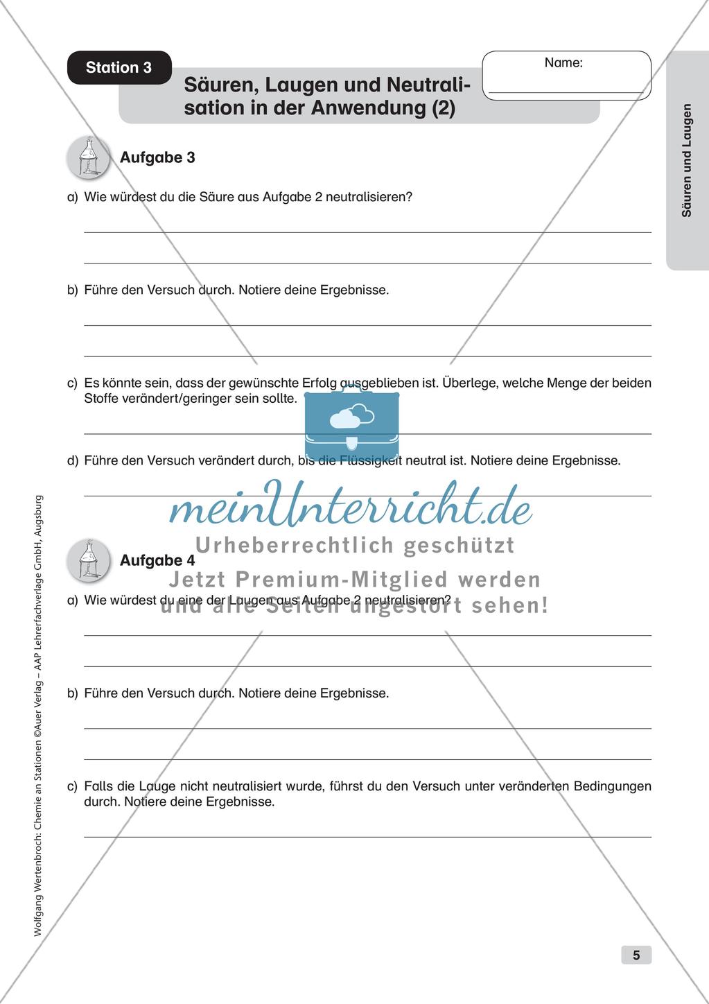 Arbeitsblätter und Schülerexperiment zu Säuren und Laugen Preview 7
