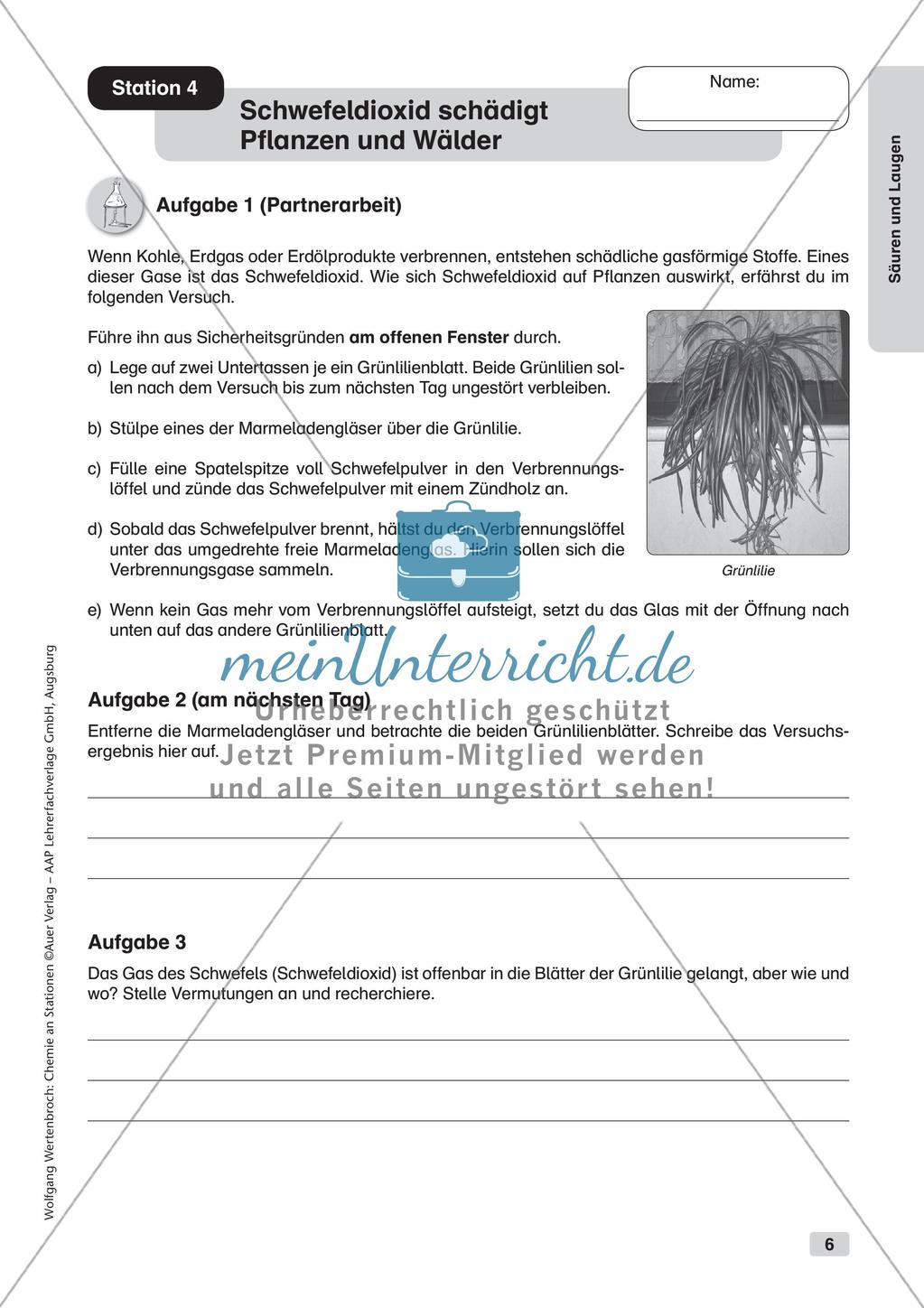 Arbeitsblätter und Schülerexperiment zu Säuren und Laugen Preview 8