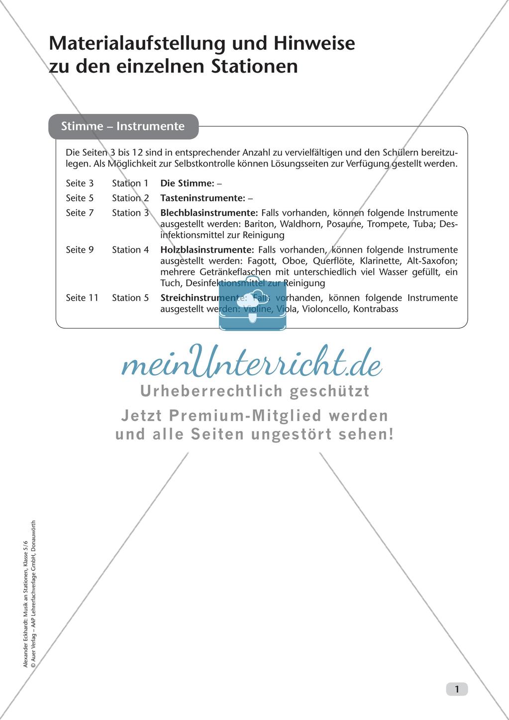 Musik an Stationen: Stimme und Instrumente Preview 3