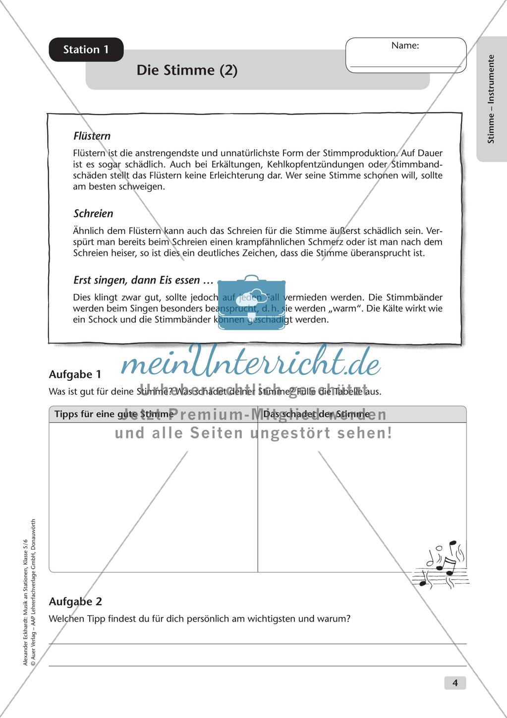 Musik an Stationen: Stimme und Instrumente Preview 6