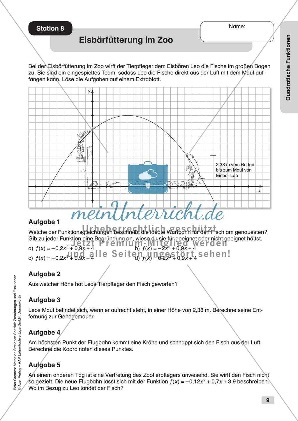 Stationenlernen Mathematik: Quadratische Funktionen Preview 11