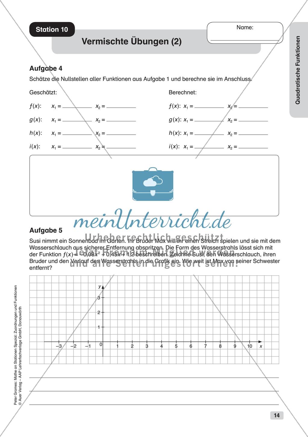 Stationenlernen Mathematik: Quadratische Funktionen Preview 16