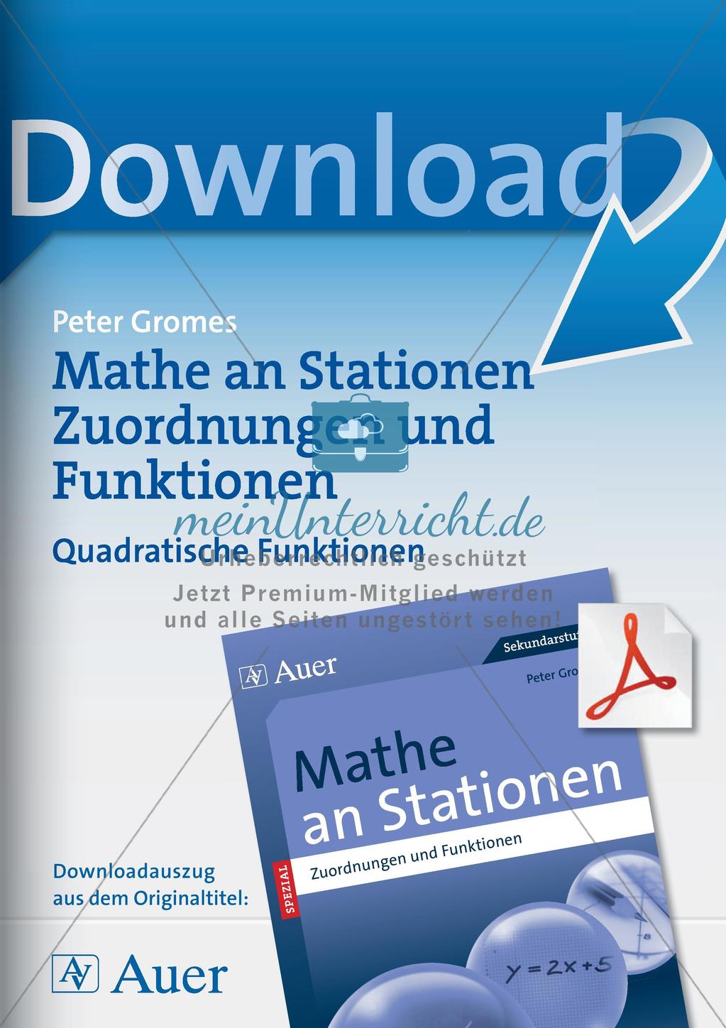 Stationenlernen Mathematik: Quadratische Funktionen Preview 1