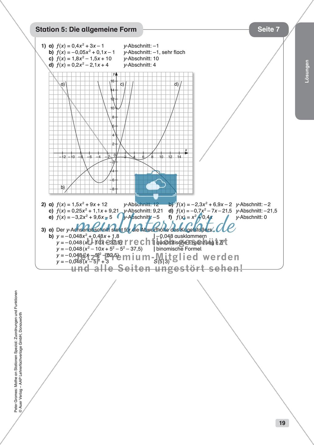Stationenlernen Mathematik: Quadratische Funktionen Preview 21