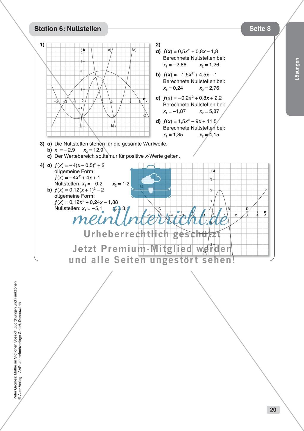 Stationenlernen Mathematik: Quadratische Funktionen Preview 22