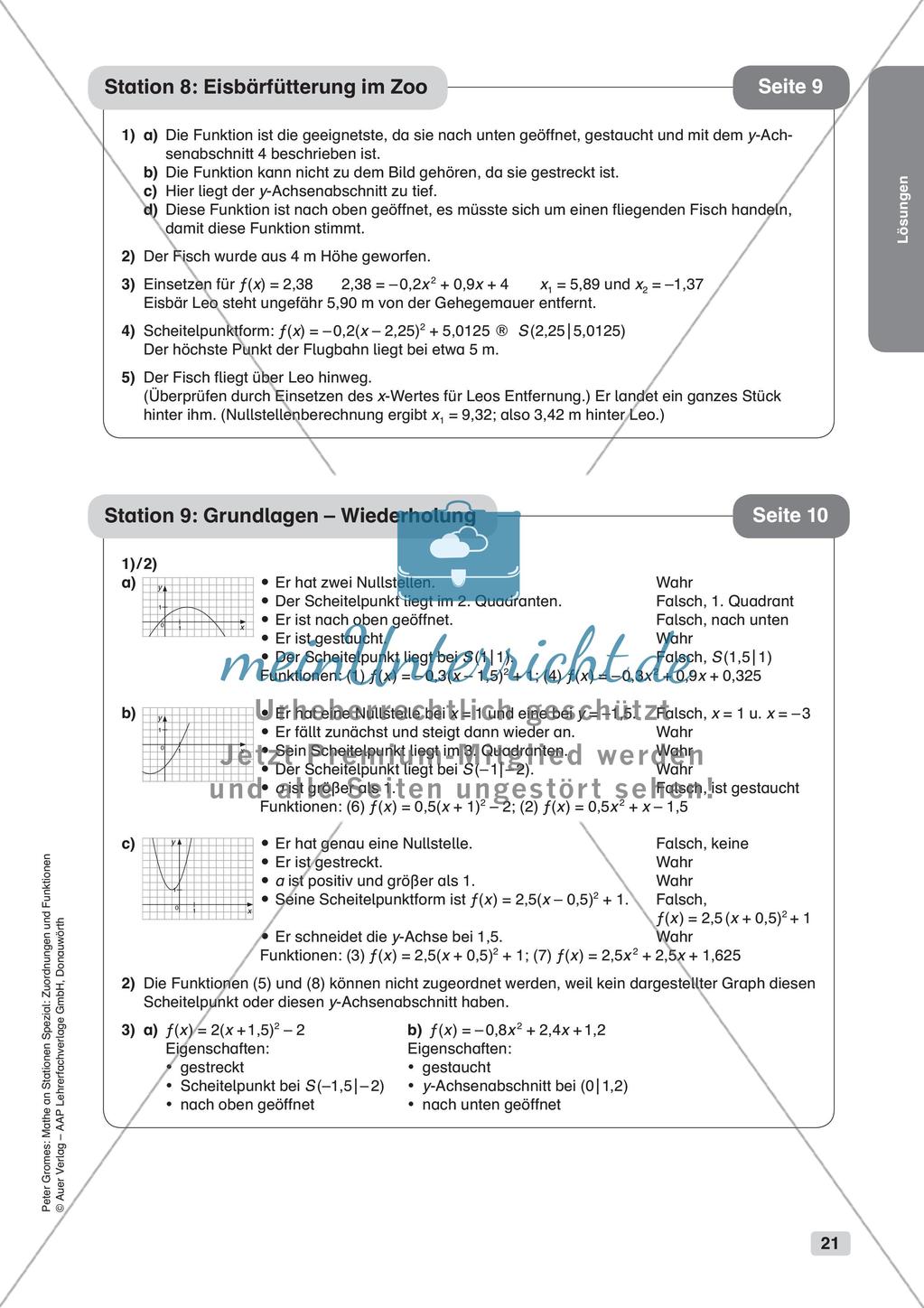 Stationenlernen Mathematik: Quadratische Funktionen Preview 23