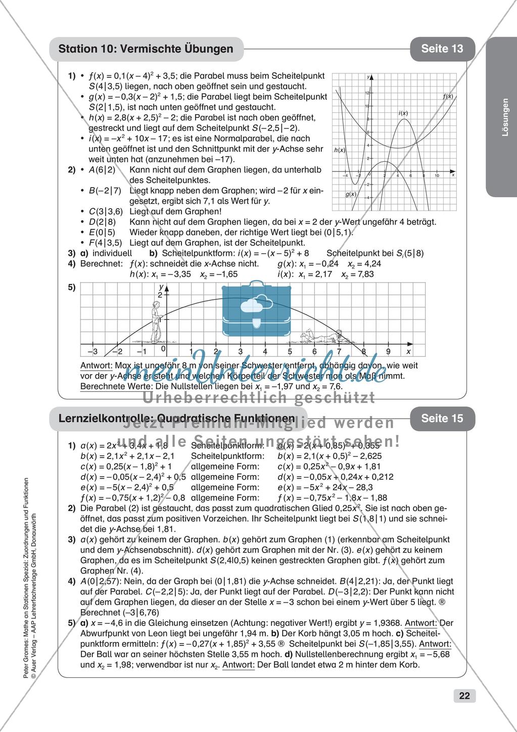 Stationenlernen Mathematik: Quadratische Funktionen Preview 24