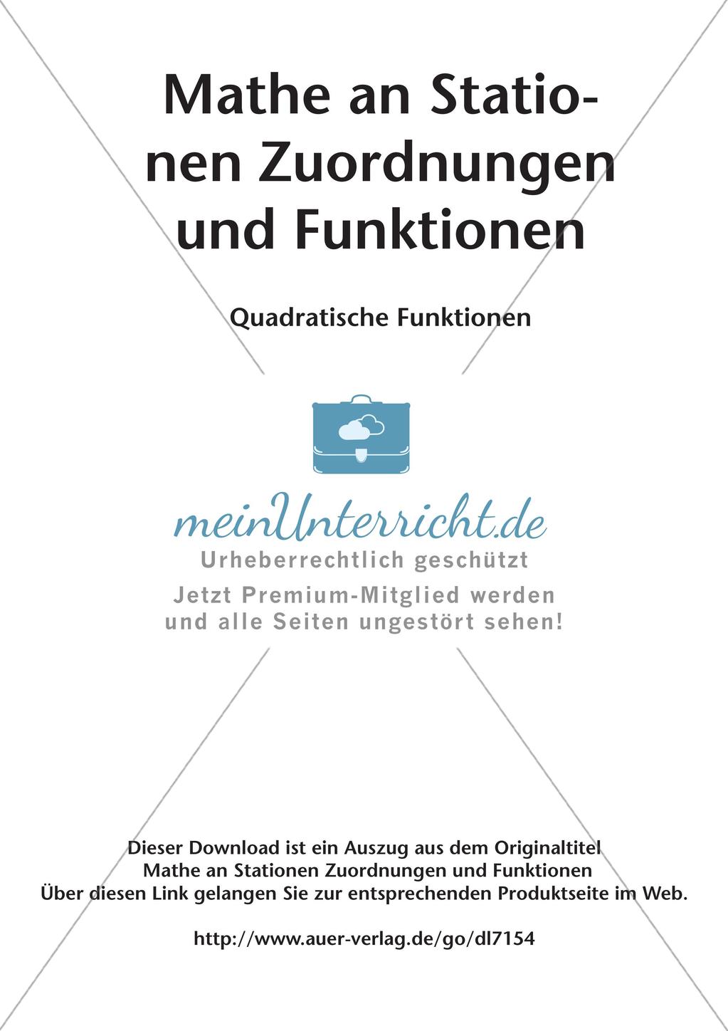 Stationenlernen Mathematik: Quadratische Funktionen Preview 2