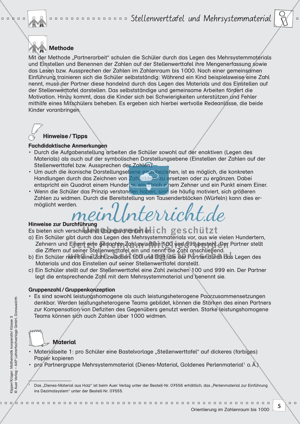 Mathematik kooperativ: Orientierung im Zahlenraum bis 1000 Preview 7