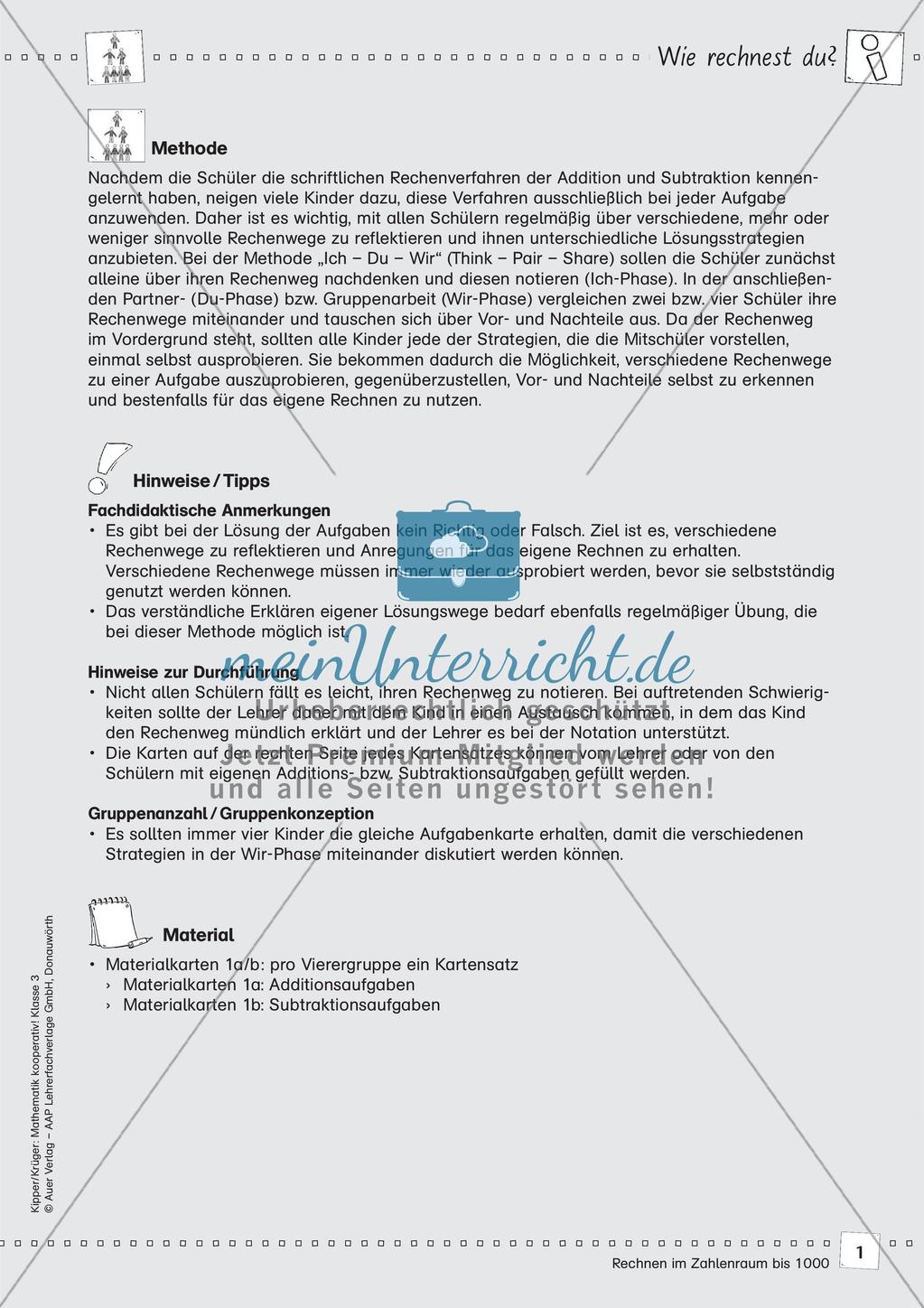 Mathematik kooperativ: Rechnen im Zahlenraum bis 1000 Preview 3