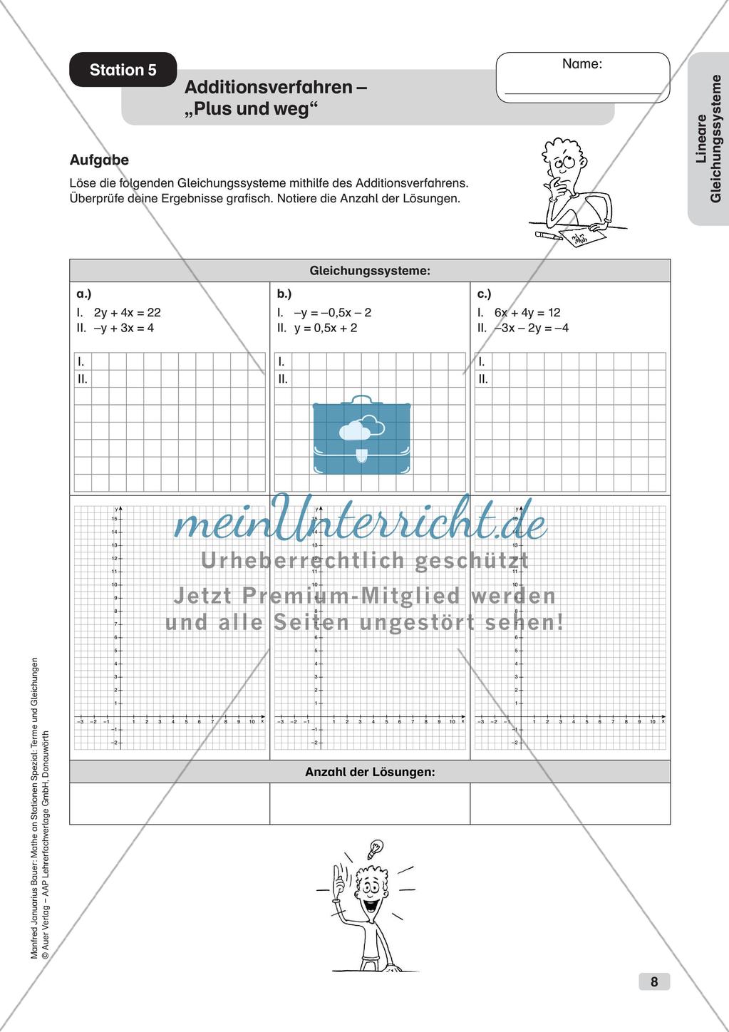 Mathe an Stationen: Lineare Gleichungssysteme Preview 10