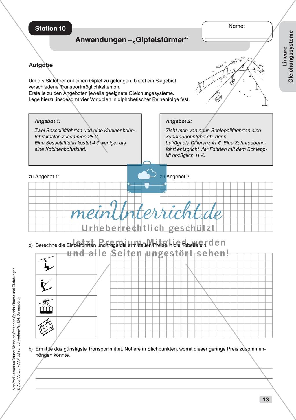 Mathe an Stationen: Lineare Gleichungssysteme Preview 15