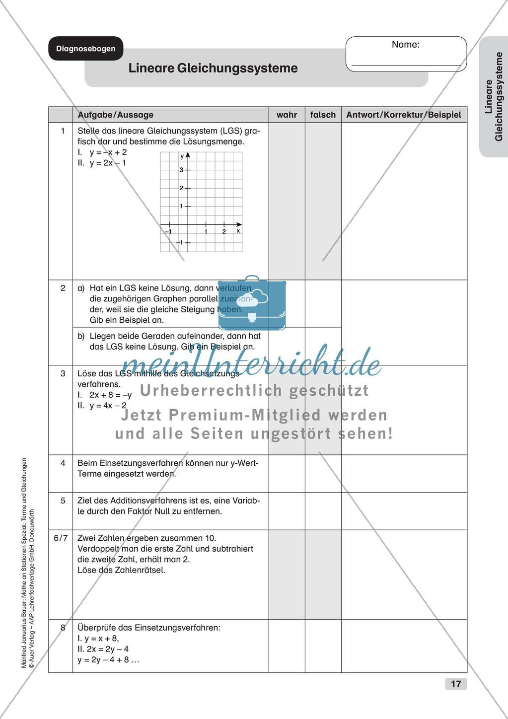 Mathe an Stationen: Lineare Gleichungssysteme Preview 19
