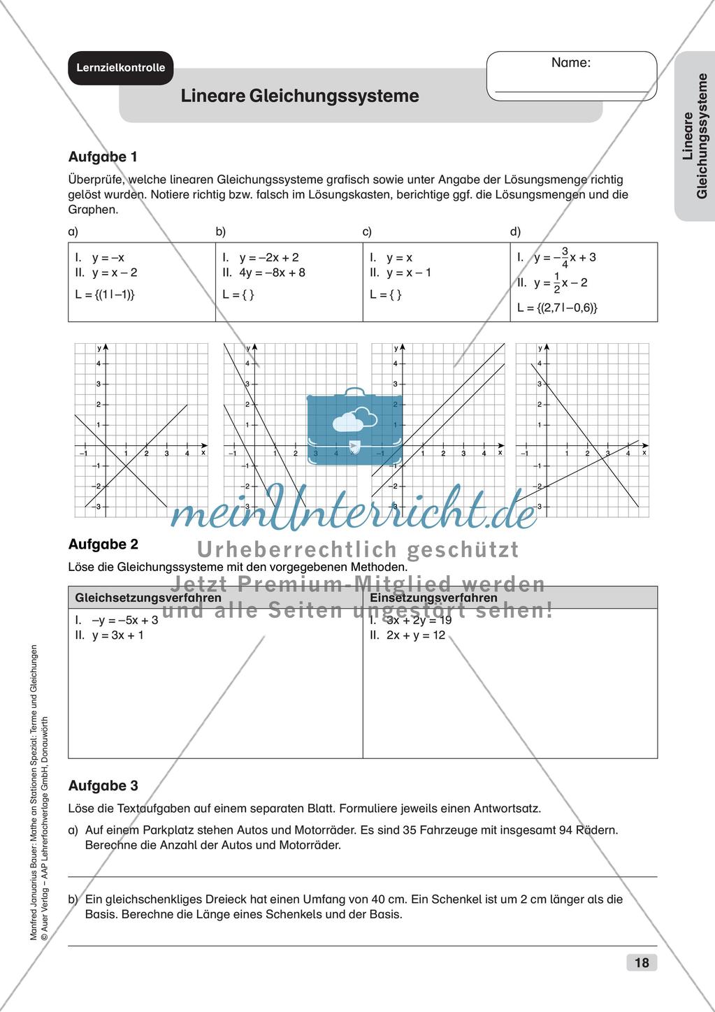 Mathe an Stationen: Lineare Gleichungssysteme Preview 20