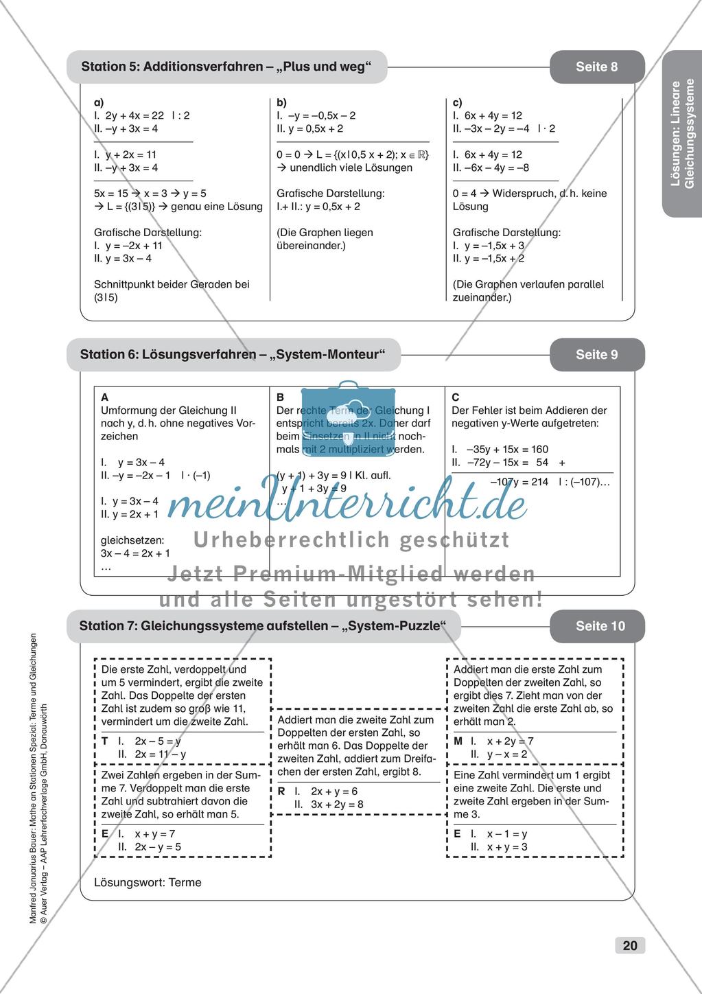 Mathe an Stationen: Lineare Gleichungssysteme Preview 22