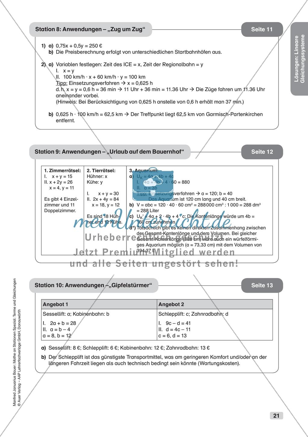 Mathe an Stationen: Lineare Gleichungssysteme Preview 23