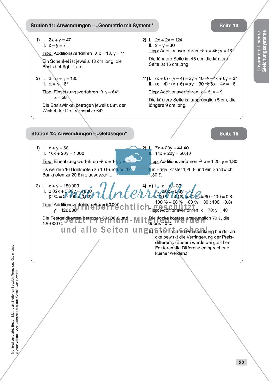 Mathe an Stationen: Lineare Gleichungssysteme Preview 24