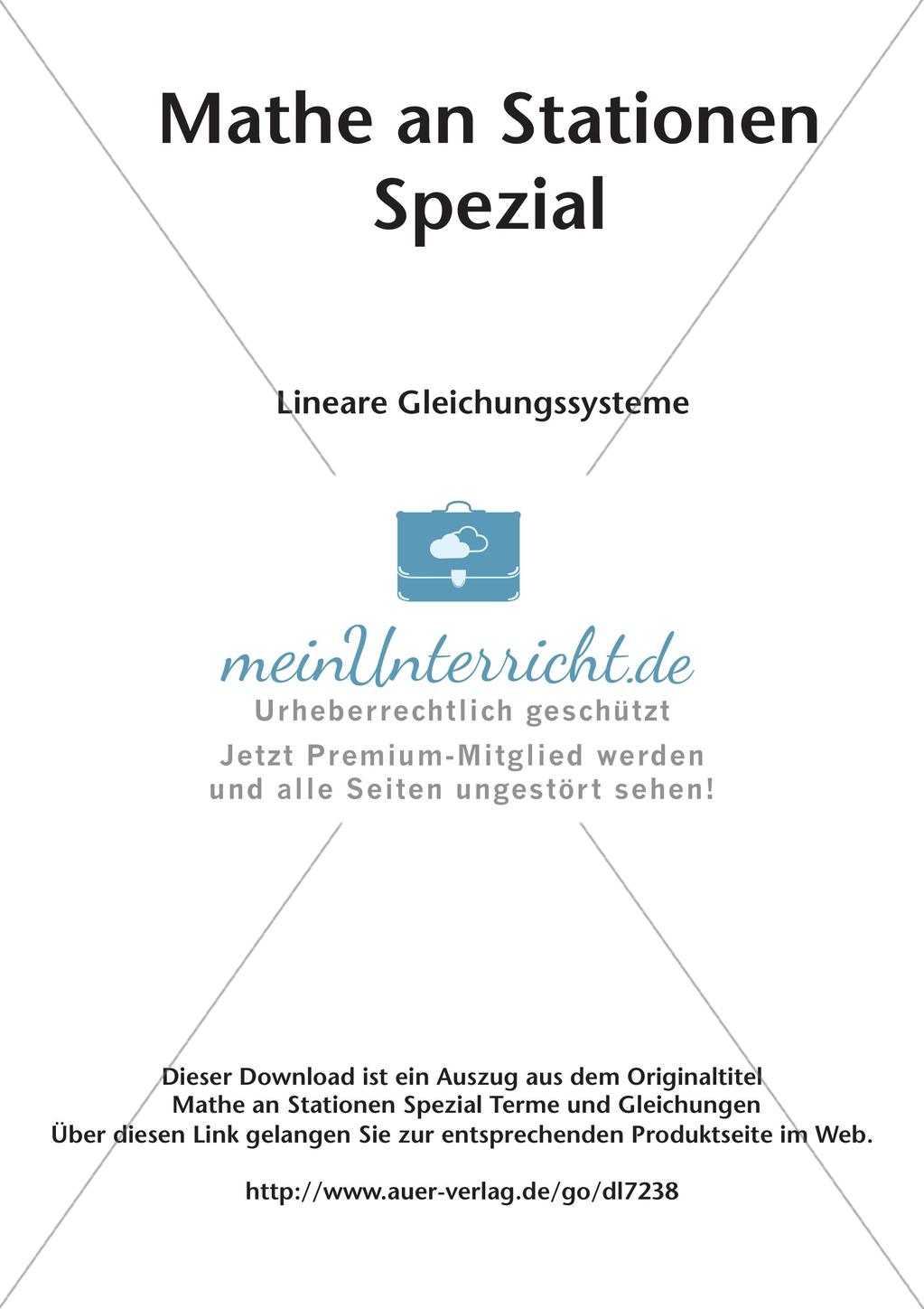 Mathe an Stationen: Lineare Gleichungssysteme Preview 2