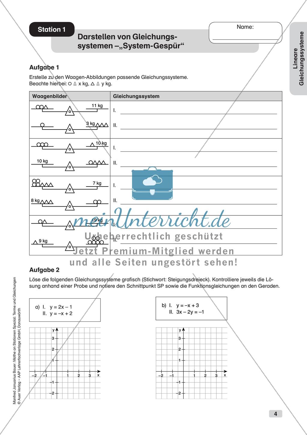 Mathe an Stationen: Lineare Gleichungssysteme Preview 6