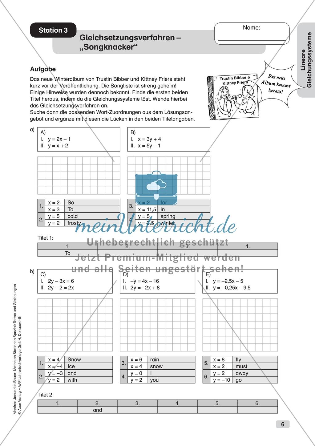 Mathe an Stationen: Lineare Gleichungssysteme Preview 8
