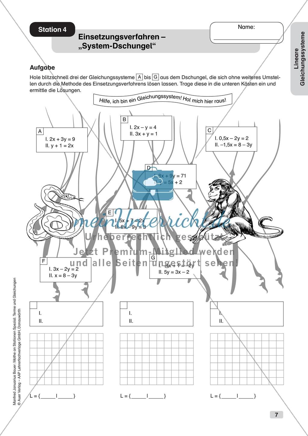 Mathe an Stationen: Lineare Gleichungssysteme Preview 9