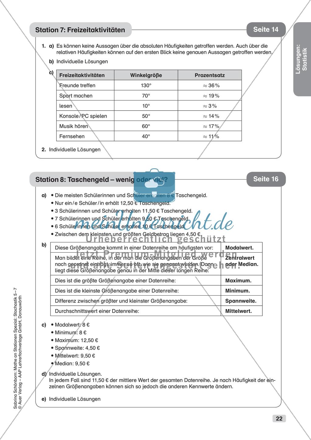 Mathe an Stationen: Statistik Preview 24