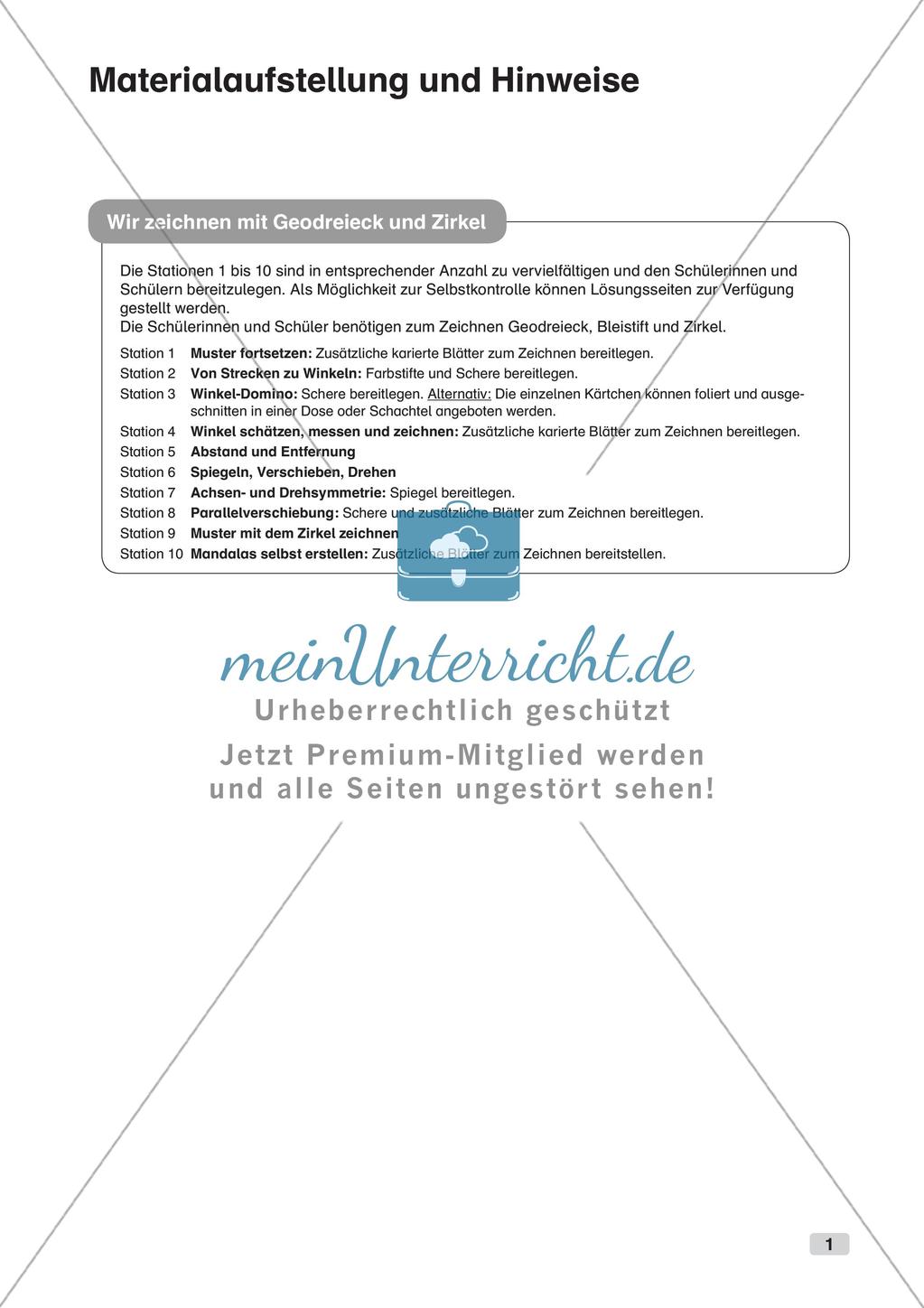 Geometrie an Stationen: Geodreieck und Zirkel Preview 3