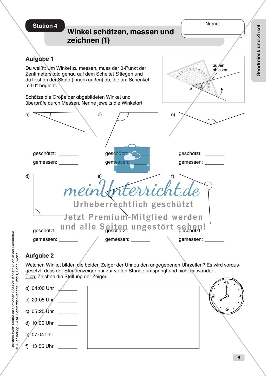 Geometrie an Stationen: Geodreieck und Zirkel Preview 8