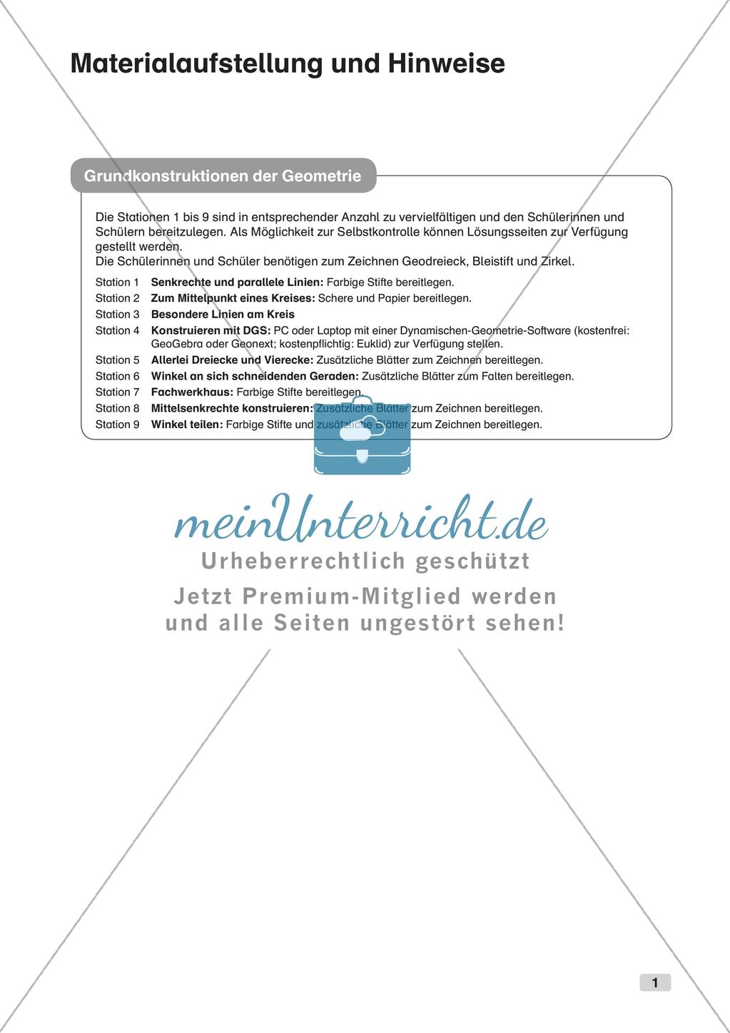 Geometrie an Stationen: Grundkonstruktionen Preview 3