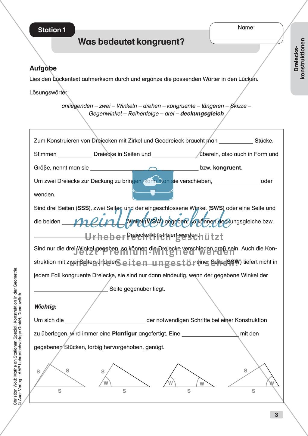 Geometrie an Stationen: Dreiecke Preview 5