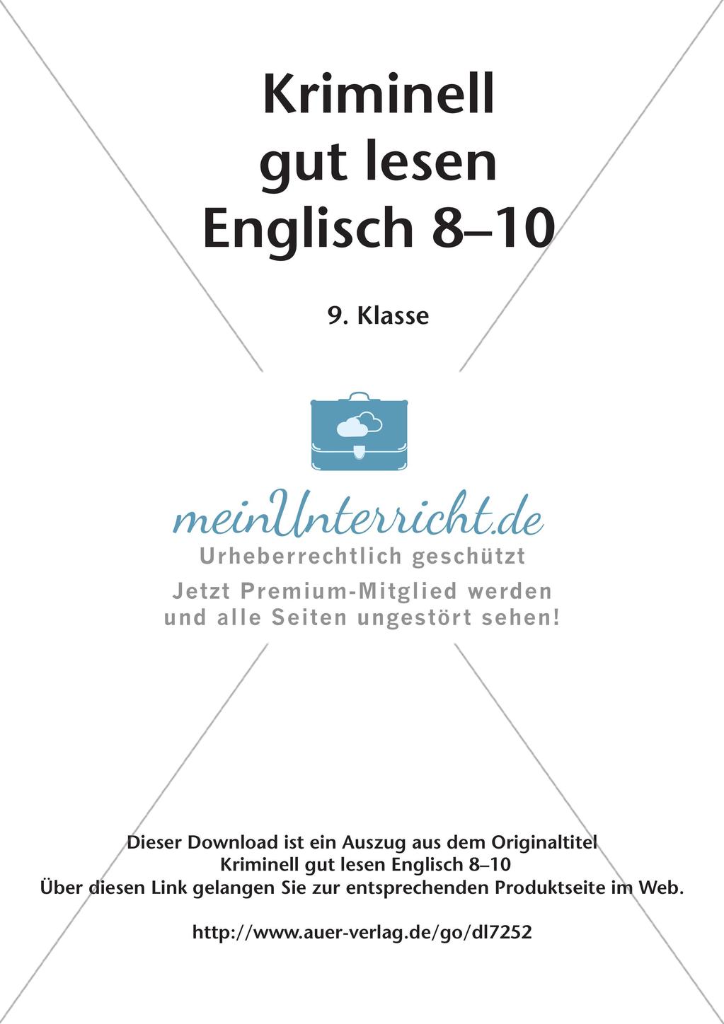 Text- und Leseübungen zu Krimis - Klasse 9 Preview 2