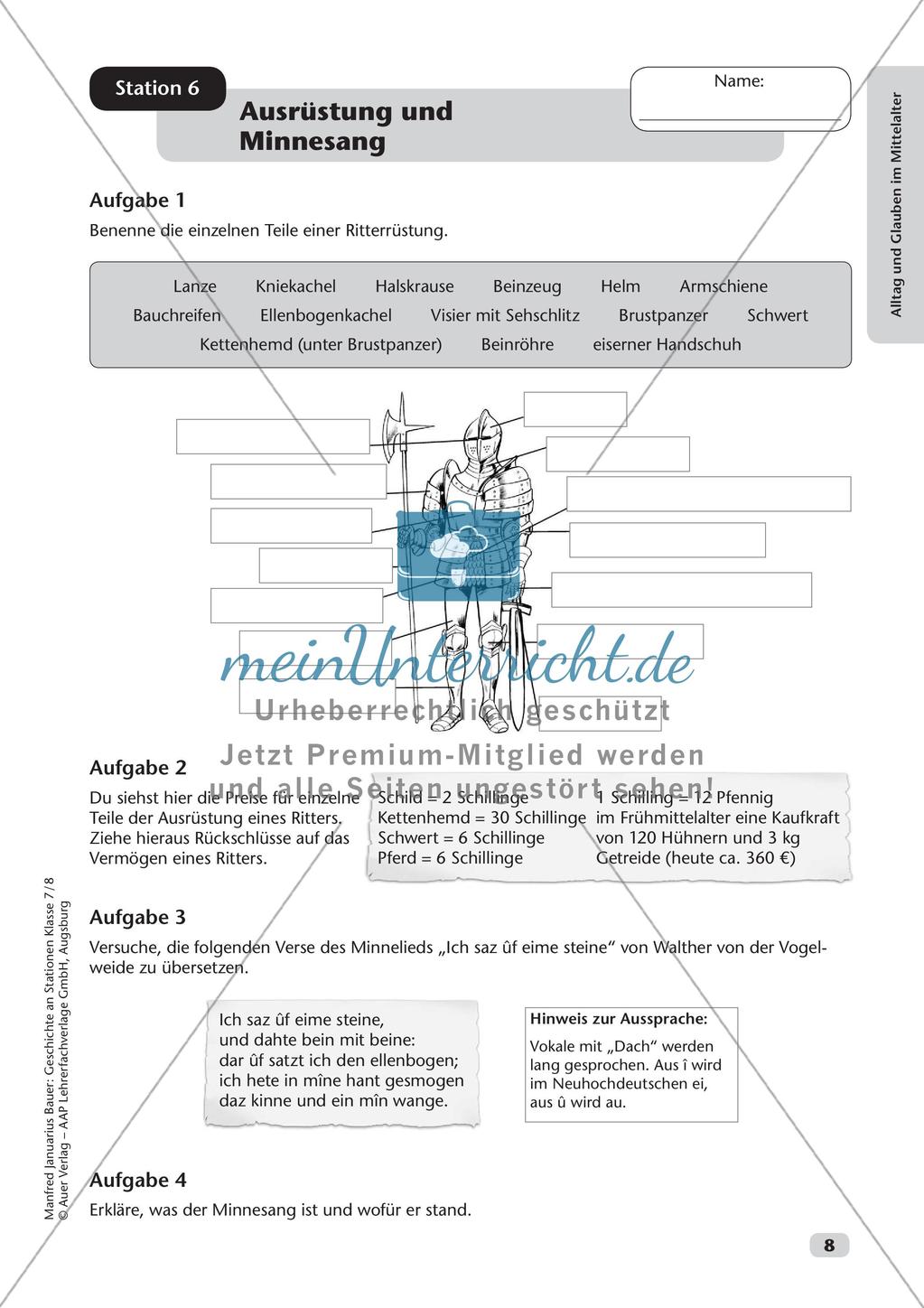 Stationenarbeit: Alltag und Glauben im Mittelalter Preview 10