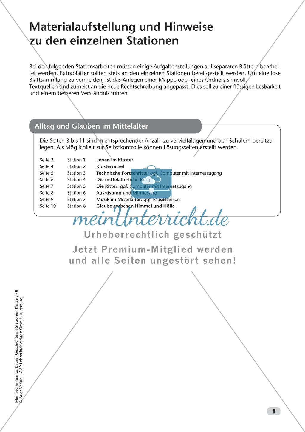 Stationenarbeit: Alltag und Glauben im Mittelalter Preview 3