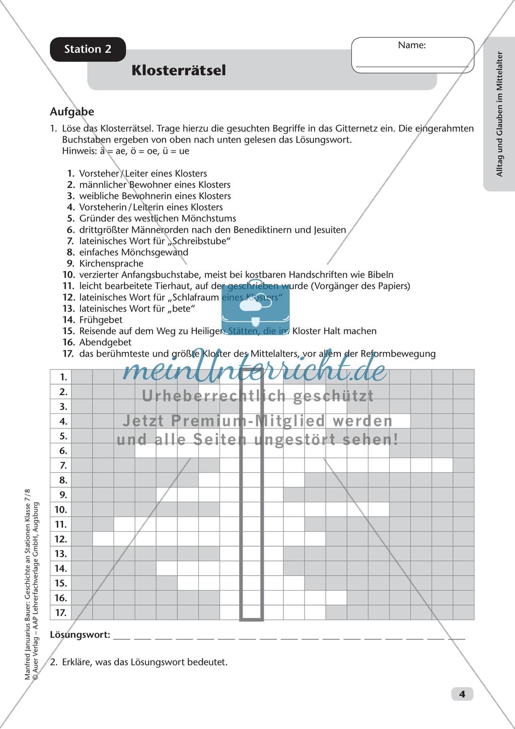 Stationenarbeit: Alltag und Glauben im Mittelalter Preview 6