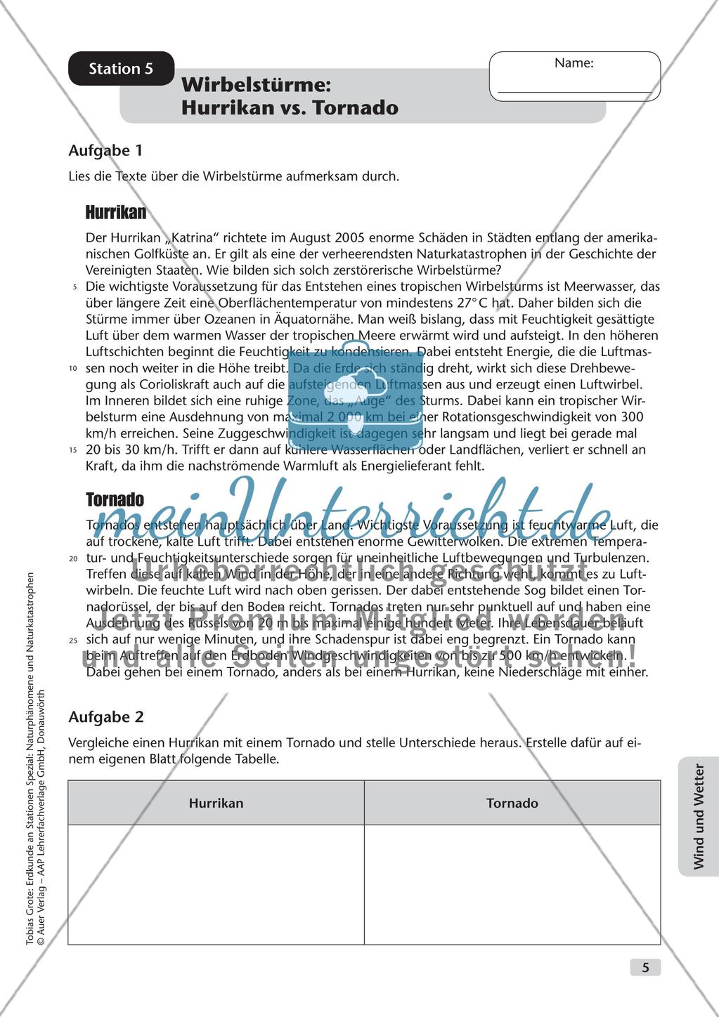 Naturphänomene und Naturkatastrophen an Stationen: Wind und Wetter Preview 7