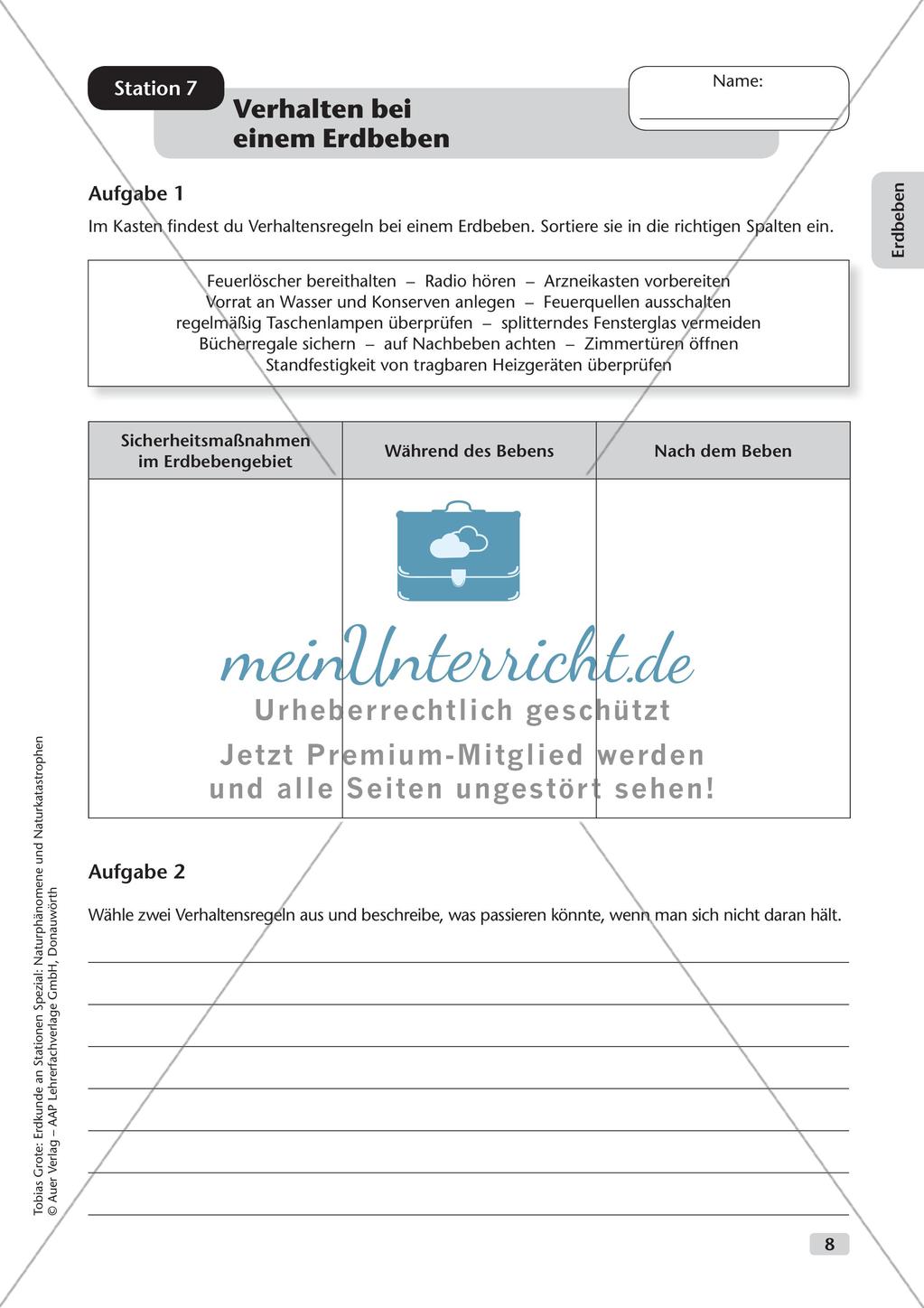 Naturphänomene und Naturkatastrophen an Stationen: Erdbeben Preview 10