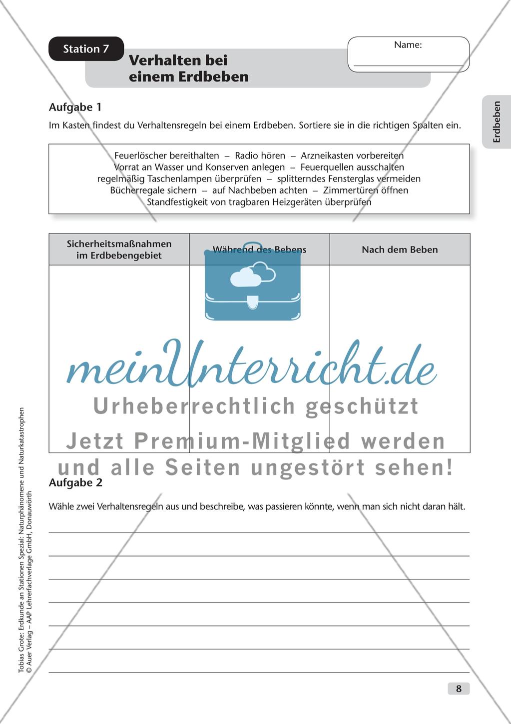 Naturphänomene und Naturkatastrophen an Stationen: Erdbeben Preview 10