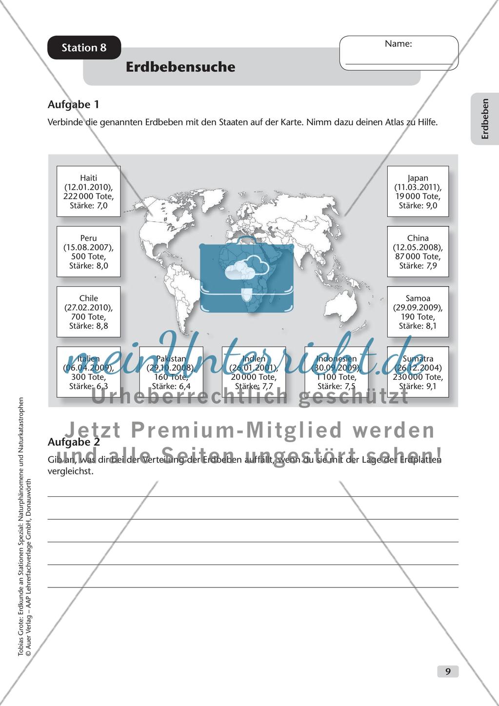 Naturphänomene und Naturkatastrophen an Stationen: Erdbeben Preview 11