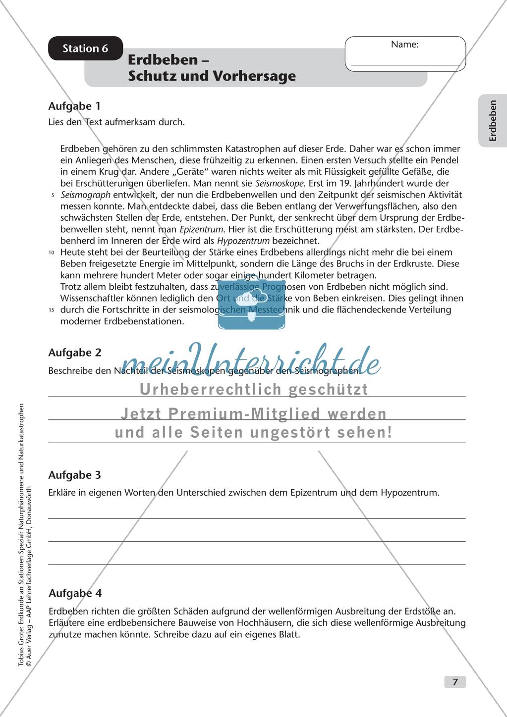 Naturphänomene und Naturkatastrophen an Stationen: Erdbeben Preview 9