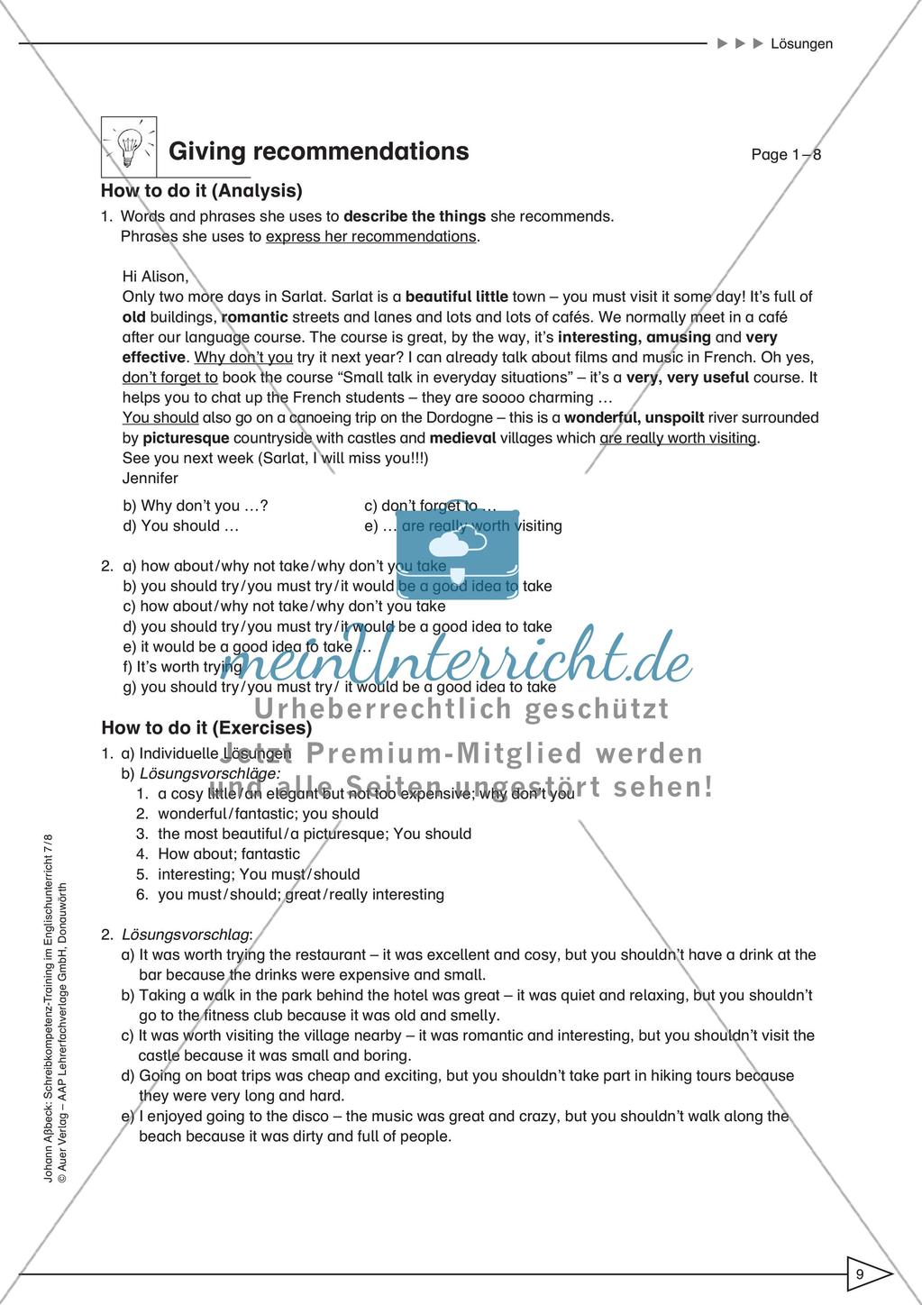 Schreibkompetenz-Training: Writing recommendations Preview 11