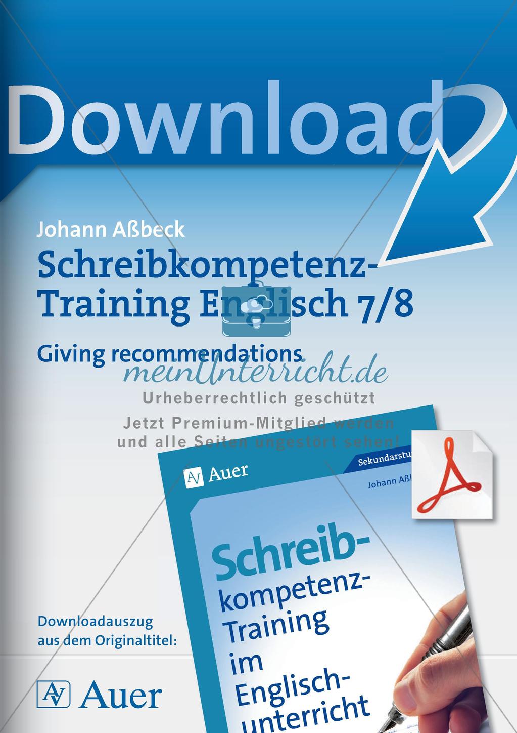 Schreibkompetenz-Training: Writing recommendations Preview 1